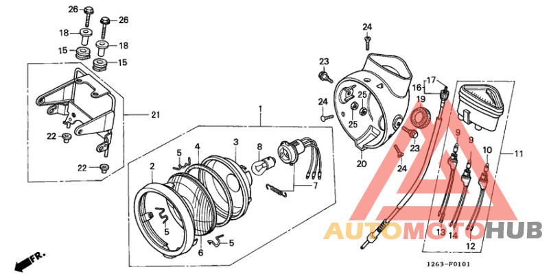 Headlight/speedometer