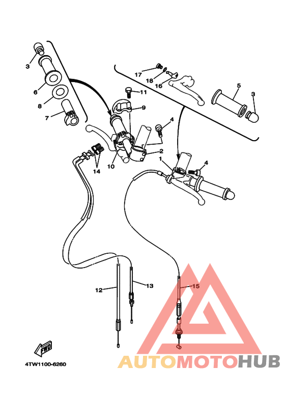Рулевой рычаг и кабель