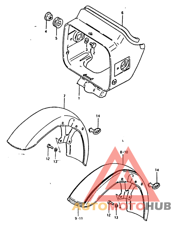 Headlamp housing - front fender