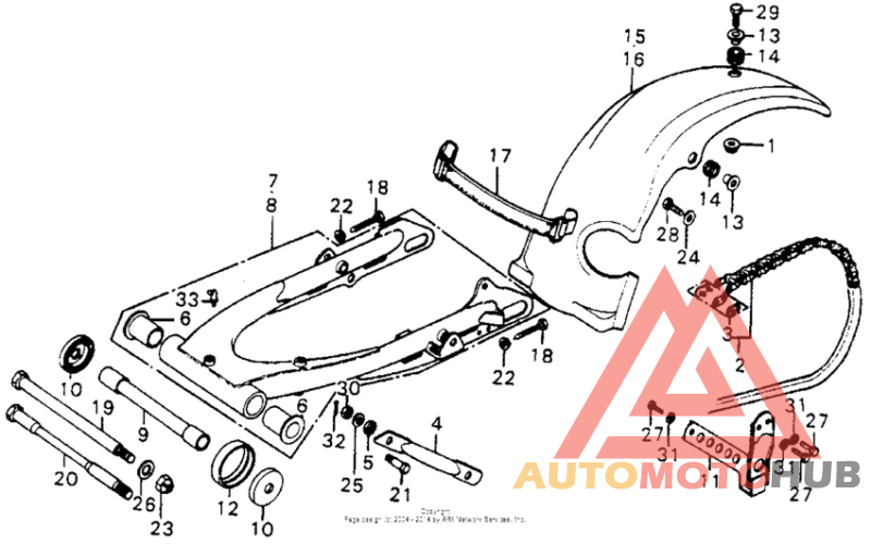 Swingarm + rear fender m1-76