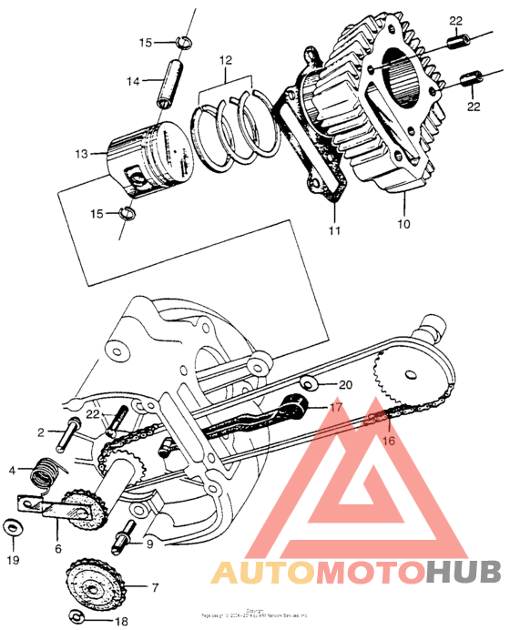 Cylinder + cam chain tensioner