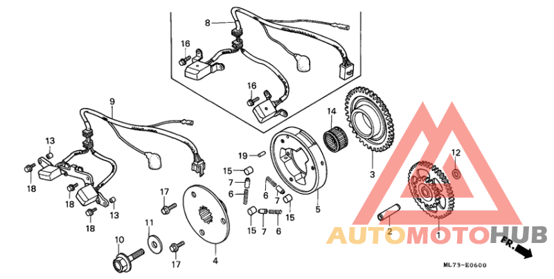 Pulse generator/ starting clutch