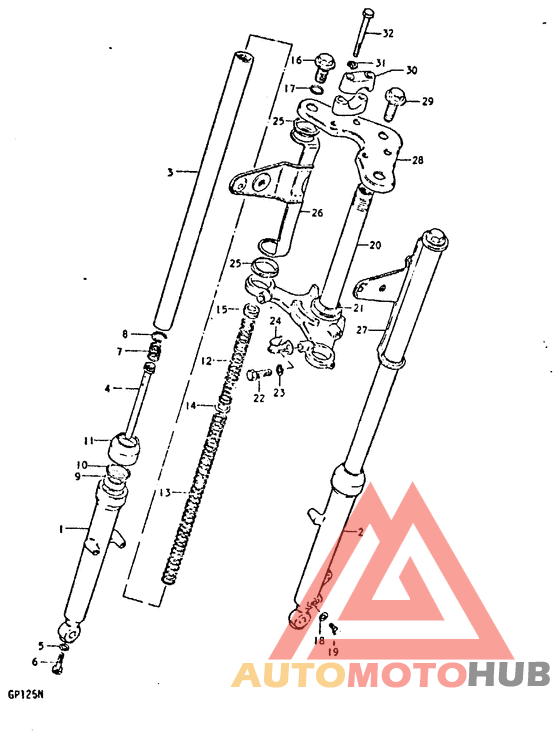 Front fork(gp125c ~f.no.101264,gp125uc~f.no.101622
