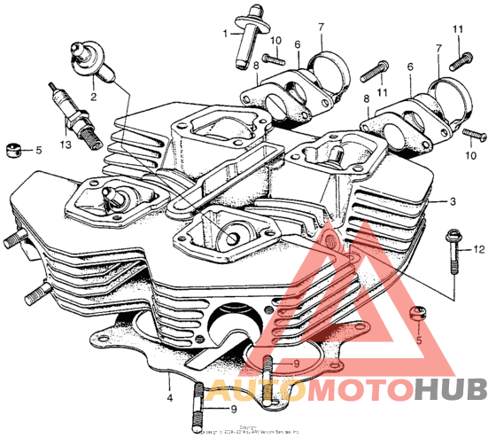 Cylinder head + spark plug