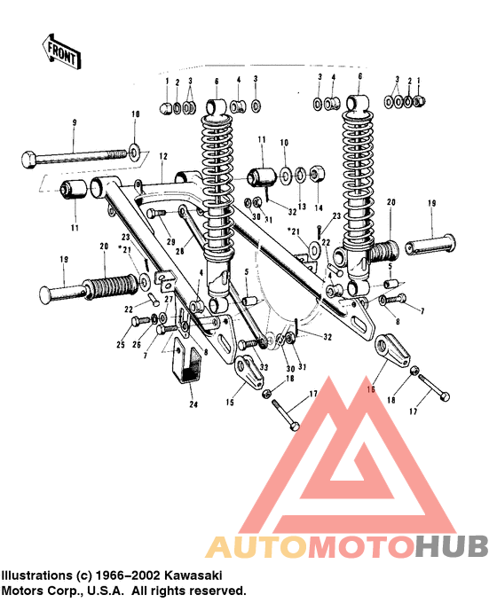 Swing arm/shock absorbers