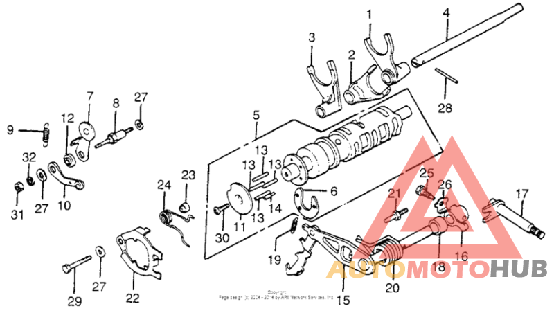 Shift drum + shift fork
