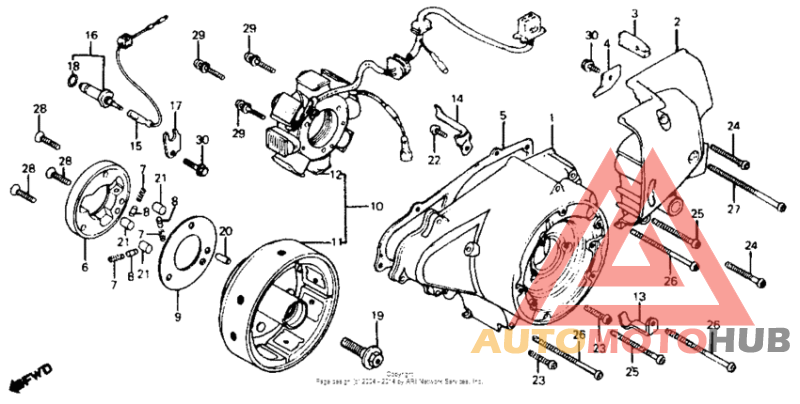 Left crankcase cover + alternator