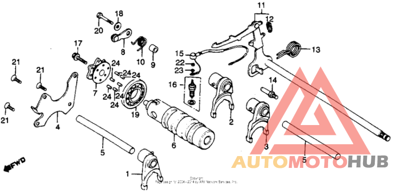 Gearshift drum + gearshift arm