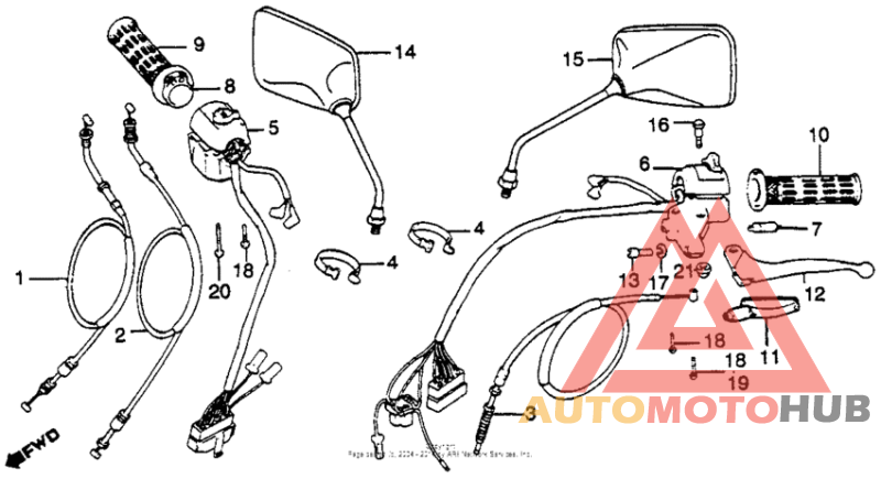 Control levers + switches + cables