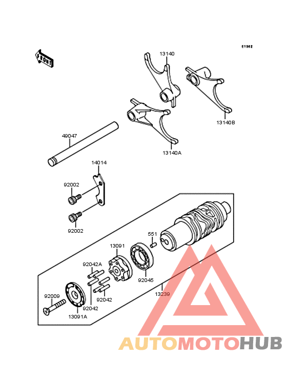 Gear change drum & forks