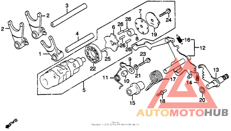 Shift drum + shift fork