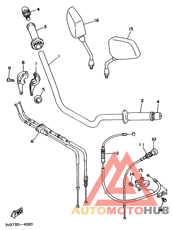 Steering handle. cable