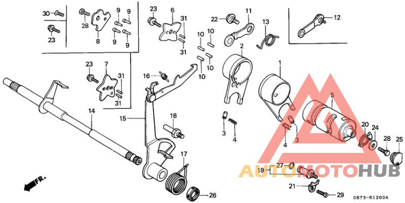 Gearshift drum/shift fork
