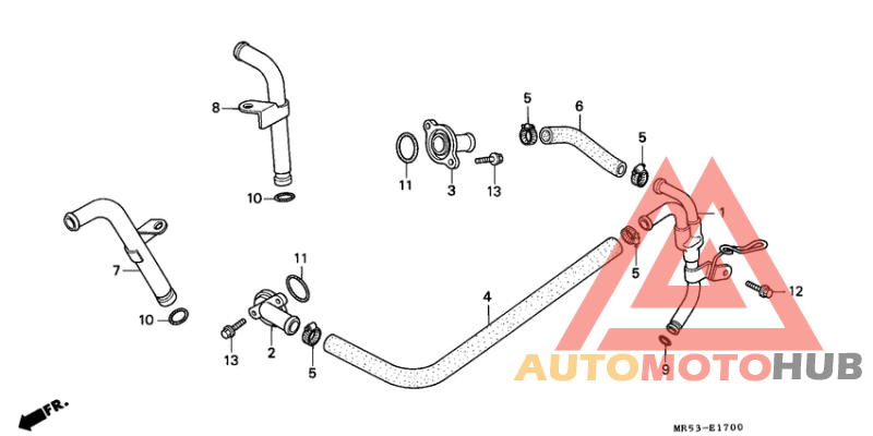 Water pipe/thermostat