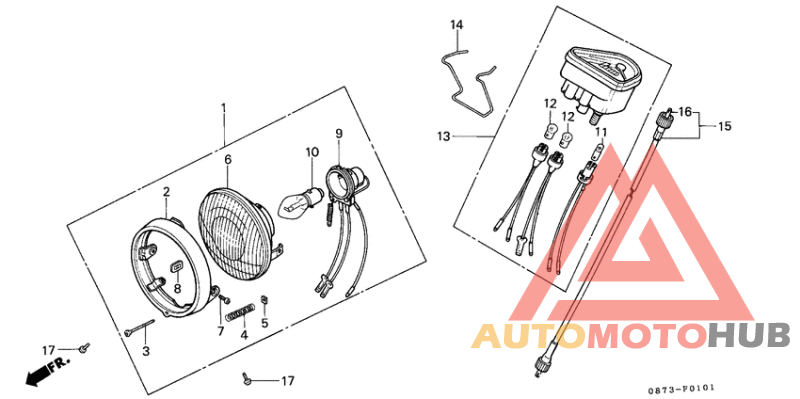 Headlight/speedometer
