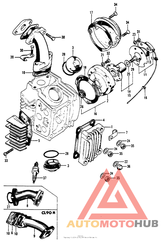 Cylinder head cover + points base
