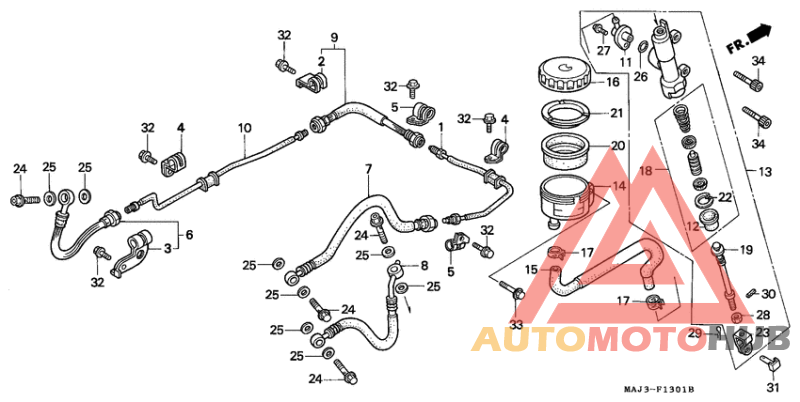 Rr. brake master cylinder