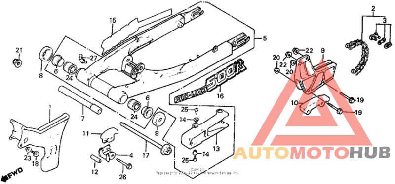 Swingarm + chain case 83-84
