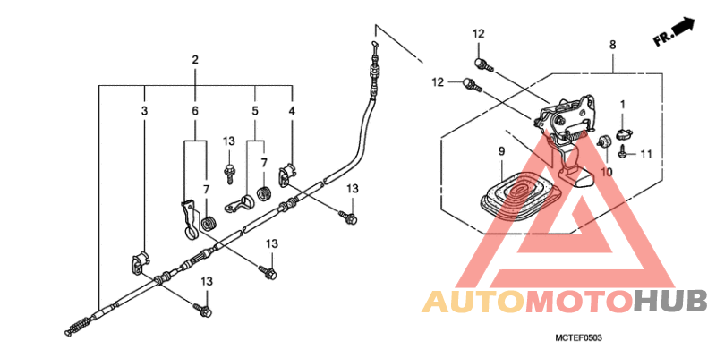 Parking brake rod knob