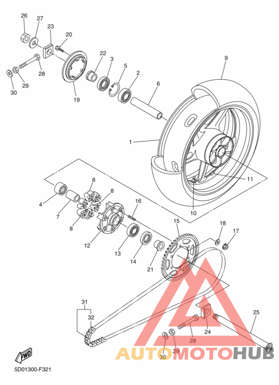 Rear wheel complete assy