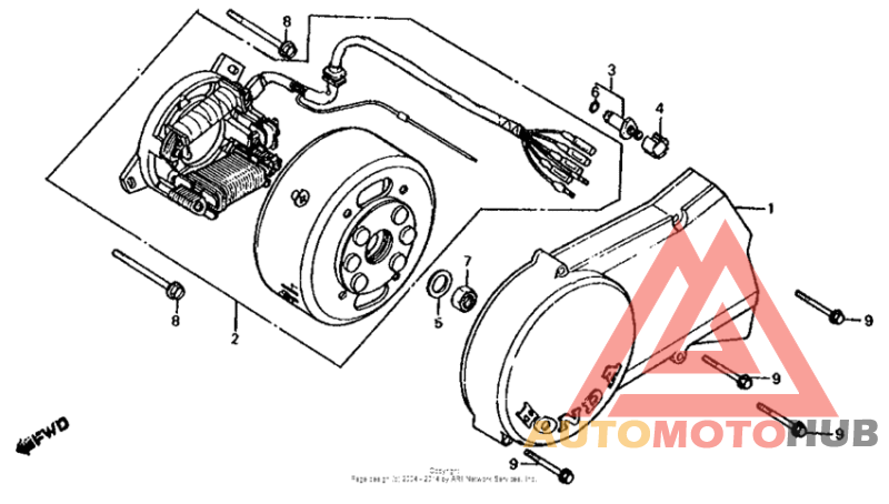 Left crankcase cover + alternator