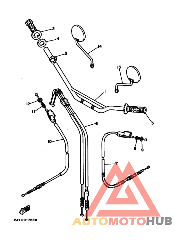 Рулевой рычаг и кабель