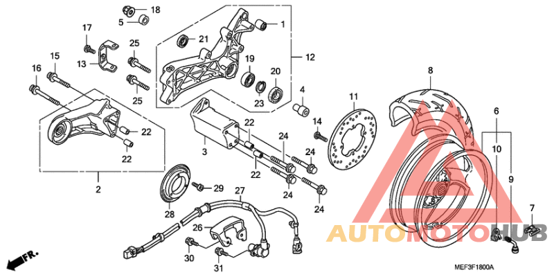 Rear wheel complete assy