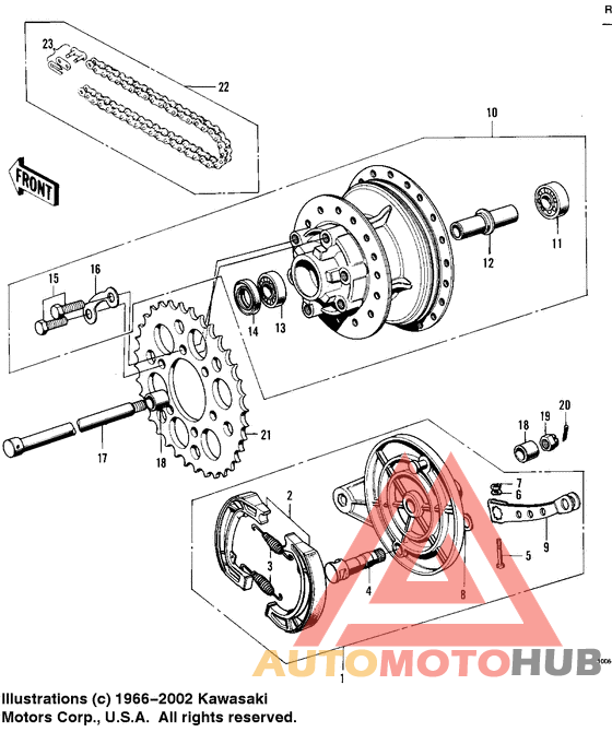 Rear hub/brake/chain