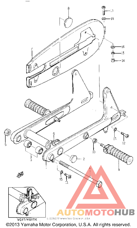 Rear arm and chain case