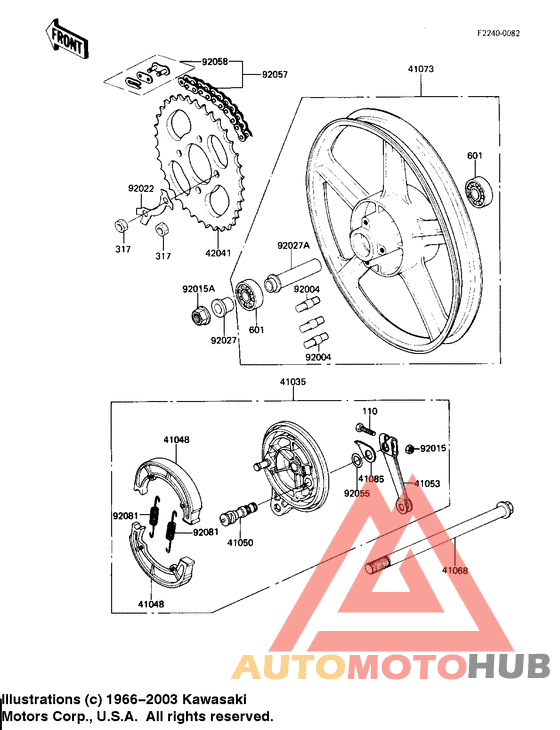Rear wheel/hub/brake/chain