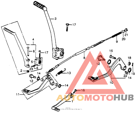 Kick starter arm + brake pedals