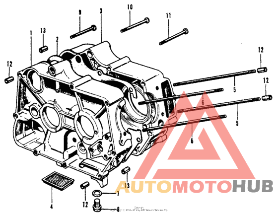 Crankcase + cylinder stud