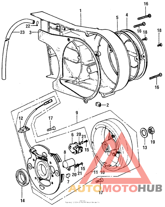 Left crankcase cover + alternator