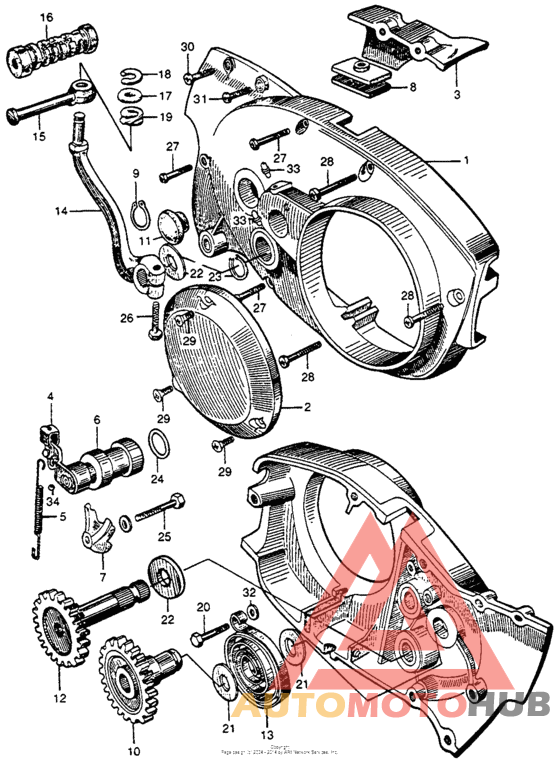 Kick starter arm + right crankcase cover