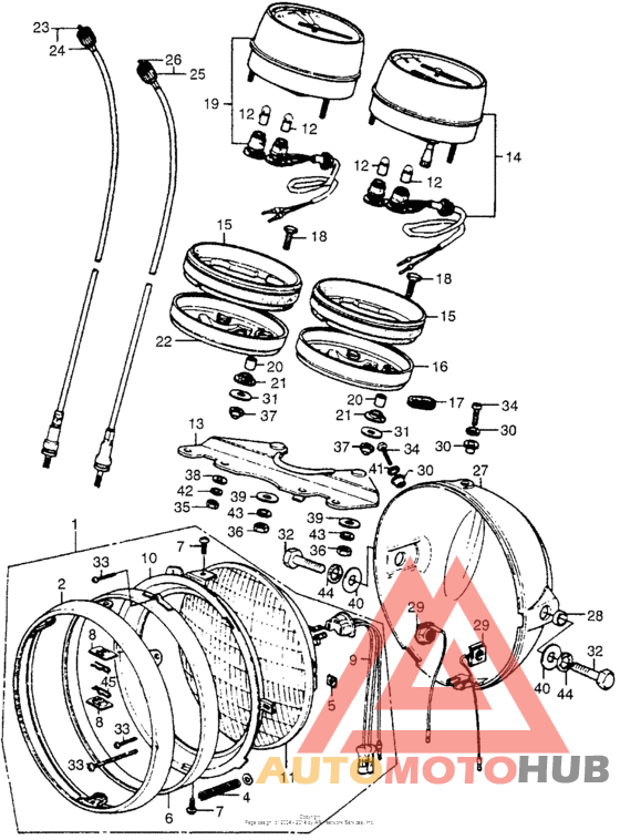 Headlight + speedometer + tachometer