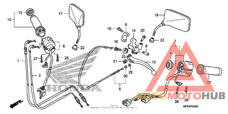 Handle lever + switch + cable
