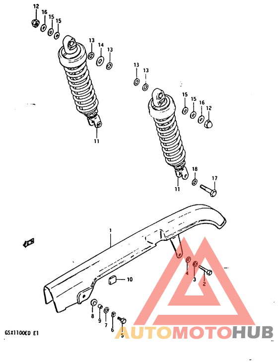 Chain case - rear shock absorber