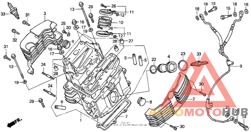Vt1100c front cylinder head