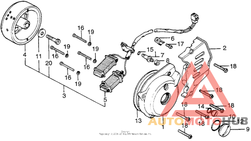 Left crankcase cover + alternator
