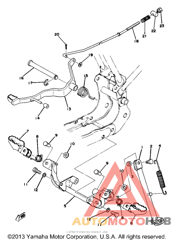 Stand footrest brake pedal