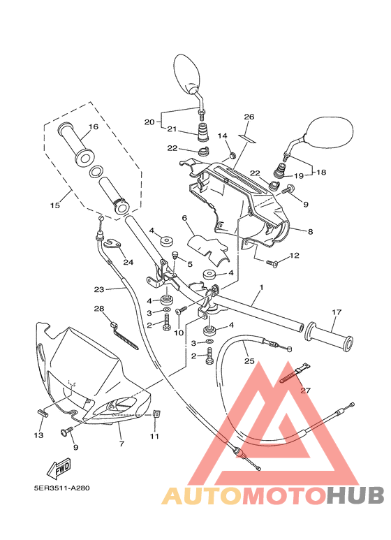 Steering handle. cable