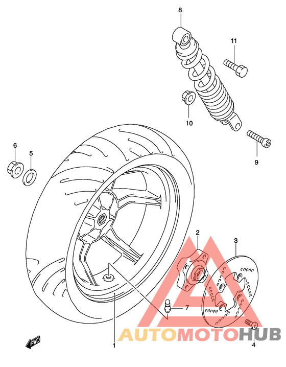 Rear wheel complete assy