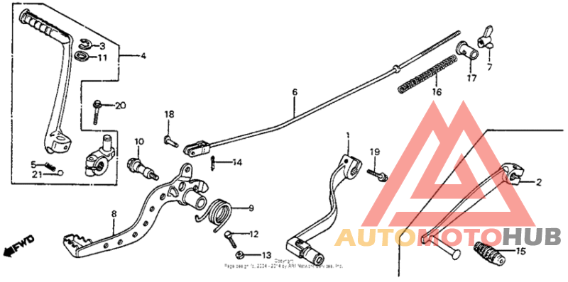 Shift pedal + brake pedal + kick starter arm 82-83
