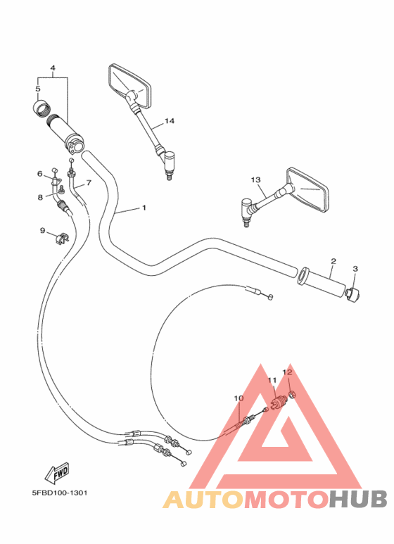 Рулевой рычаг и кабель