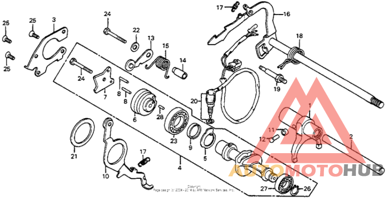 Gearshift drum + gearshift arm