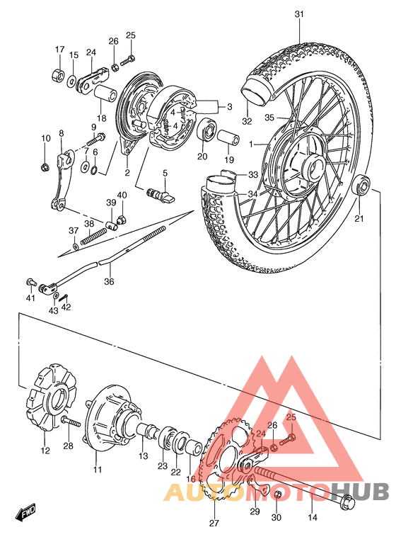Rear wheel complete assy
