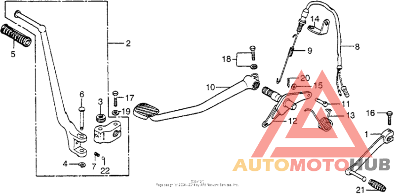 Change pedal + brake pedal + kick start arm