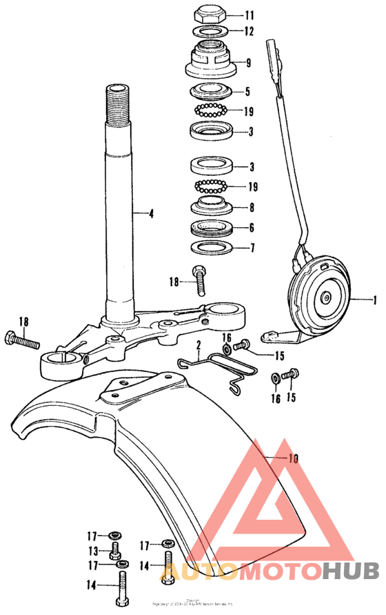 Steering stem + front fender + horn