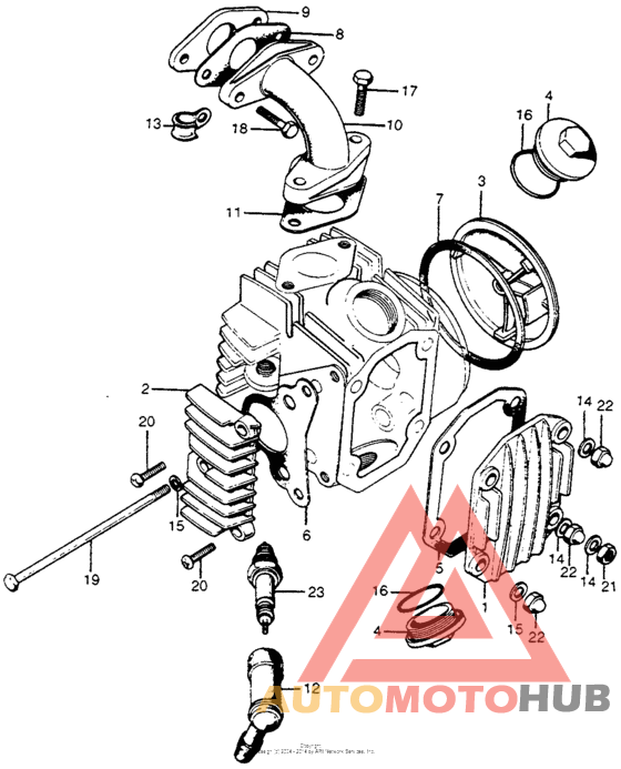 Cylinder head cover + inletpipe + spark plug