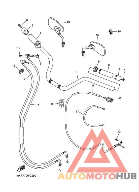 Рулевой рычаг и кабель